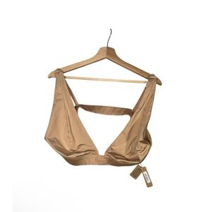 Skims Plunge Bikini Top Womens Sz 3X Tan Nylon Stretch Adjustable Strap Swimwear